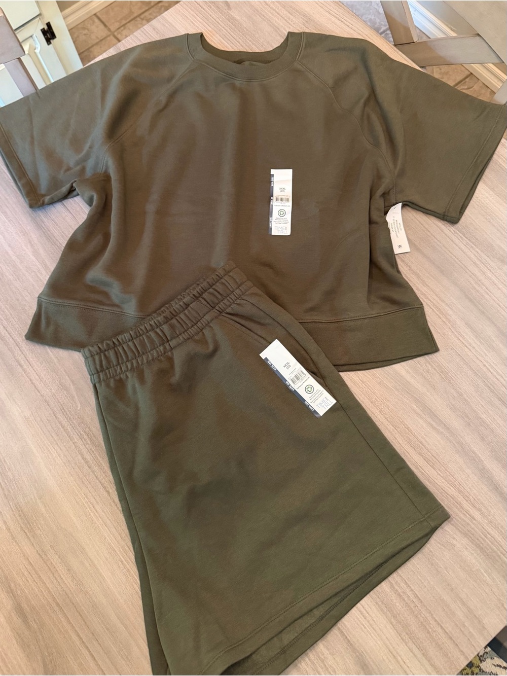 Time & Tru Olive Green Two-Piece Lounge Set-NWTs